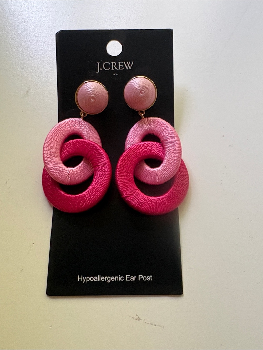 J. Crew Two-Tone Pink Loop Drop Earrings